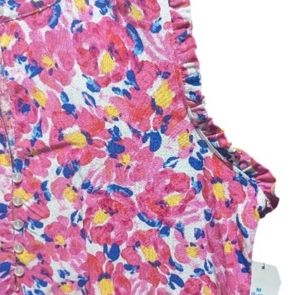 Time And Tru Women's shirt flower ruffle tank Sleeveless M (8-10) W-303 - Picture 2 of 7